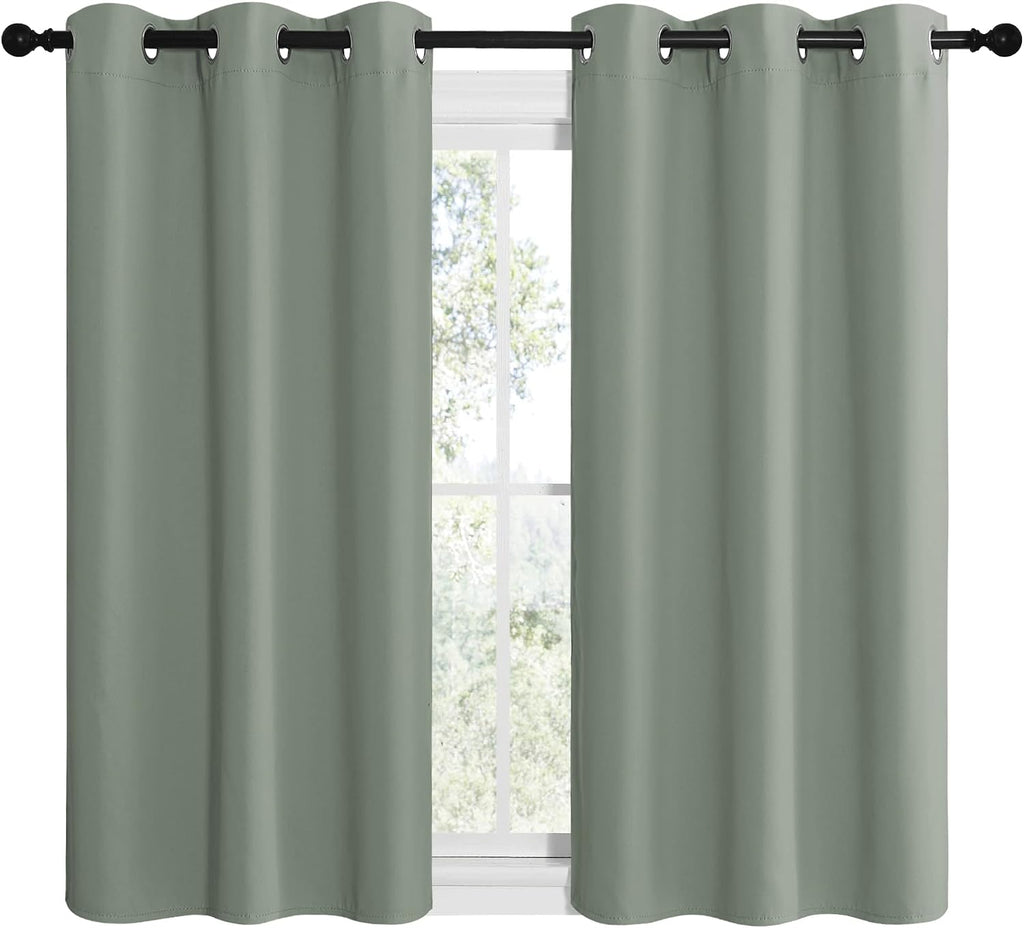 NICETOWN Greyish Green Room Darkening Curtains for Kitchen, Window Treatment Thermal Insulated Solid Grommet Room Darkening…