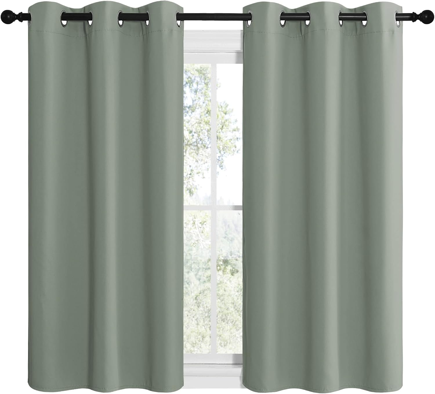 NICETOWN Greyish Green Room Darkening Curtains for Kitchen, Window Treatment Thermal Insulated Solid Grommet Room Darkening…