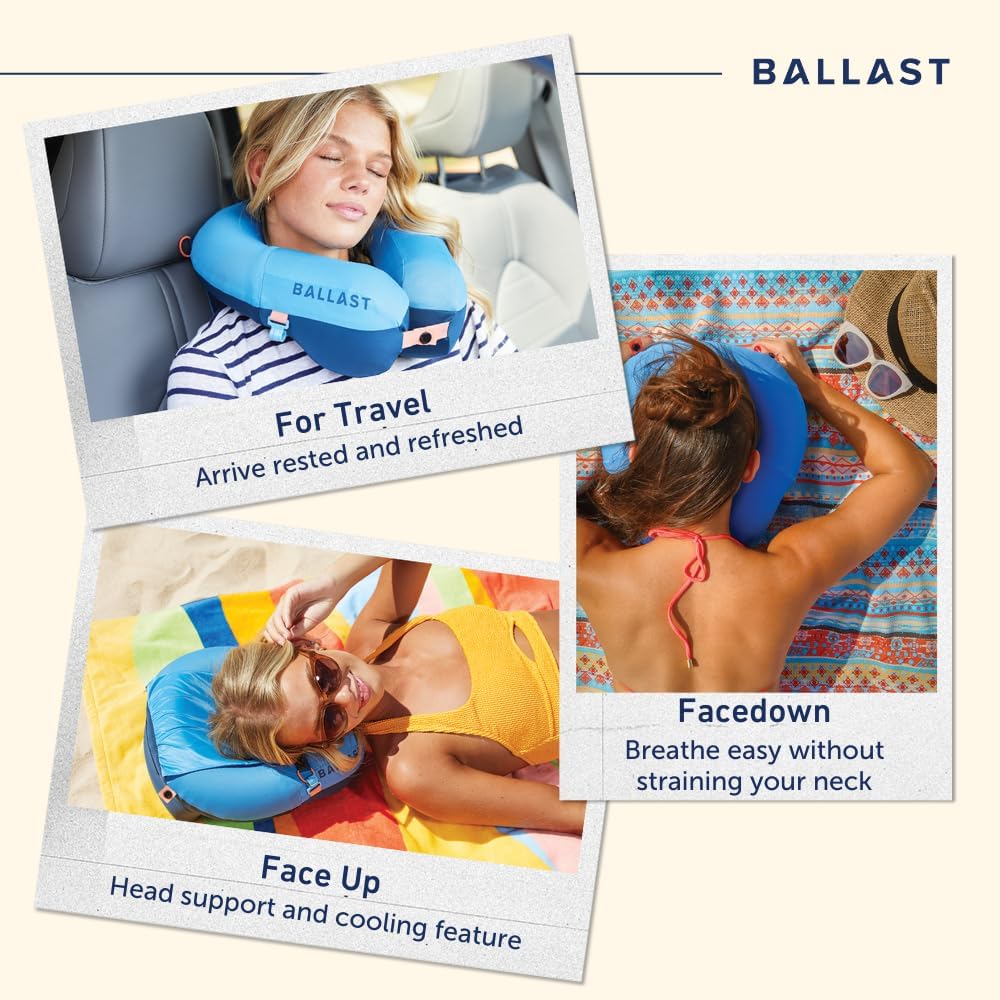 Ballast Pro Beach & Travel Pillow – Inflatable Neck Pillow for Airplanes, Beach & Pool, Compact and Water-Resistant