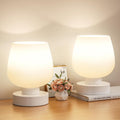 Seealle Touch Bedside Table Lamp Set of 2 - Small Bedside Lamp for Bedroom Living Room Night Stands, Desk Lamp with White Glass Shade for…