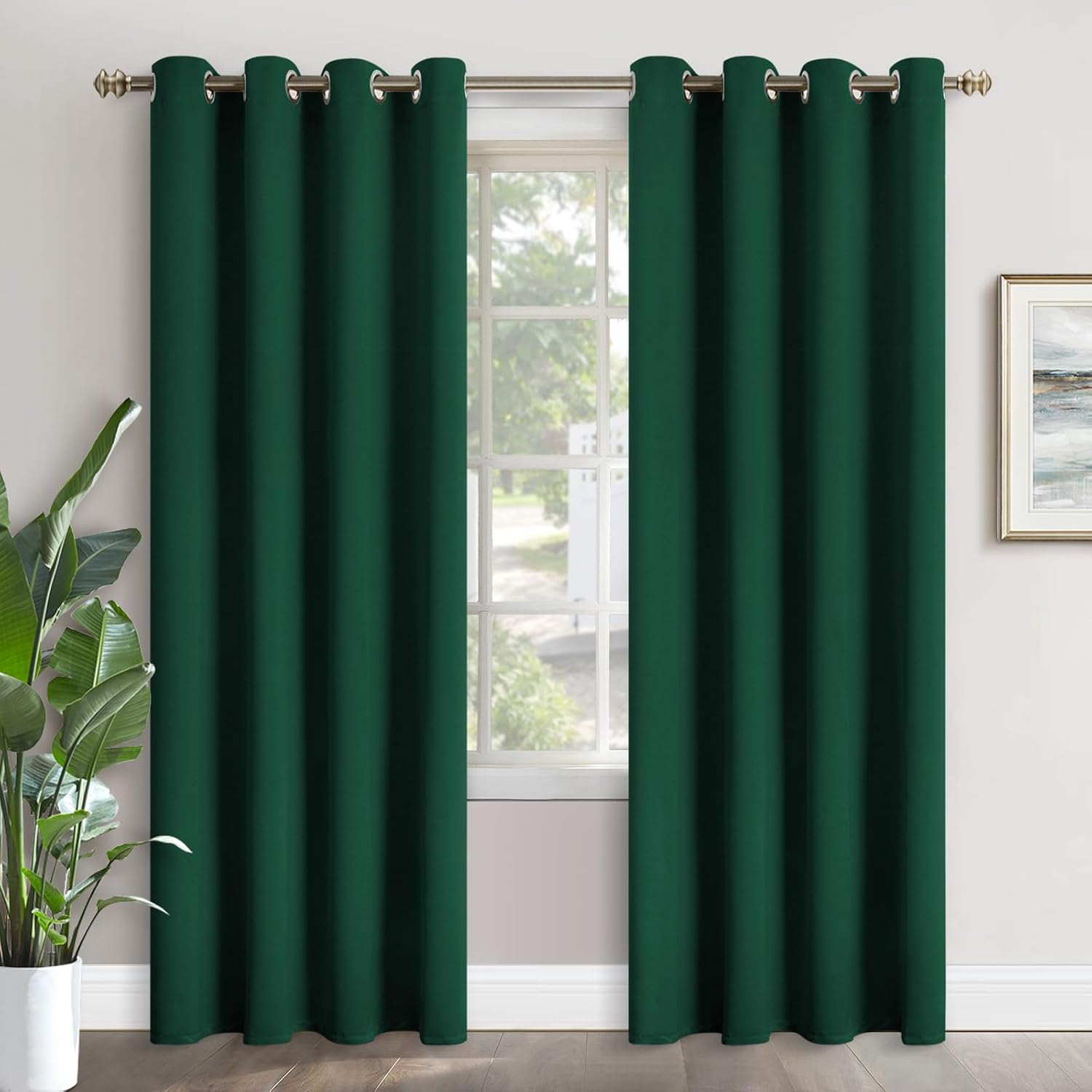 YoungsTex Emerald Green Blackout Curtains 84 Inch Length for Living Room - Thermal Insulated with Grommet Room Darkening Window Treatments…