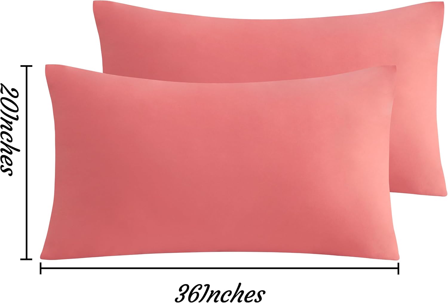 Ntbay King Pillow Cases Set of 2, 2 Pack Brushed Microfiber 20x36 Pillow Cases, Soft, Wrinkle, Fade, Stain Resistant Coral Pink Pillow Case…