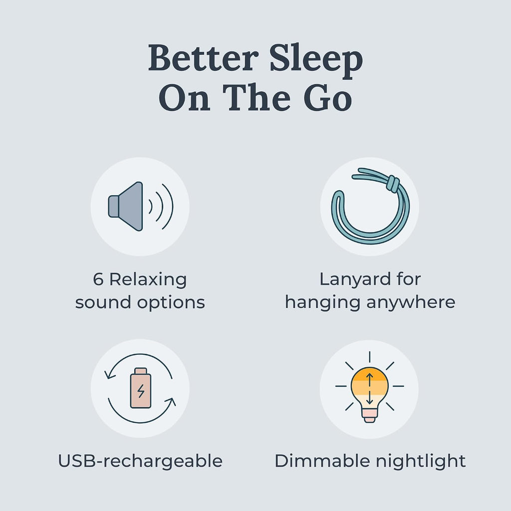 Yogasleep Travel Mini Portable White Noise Sound Machine, 6 Soothing Sounds, Volume Control, Dimmable Night Light, Sleep relaxation for…