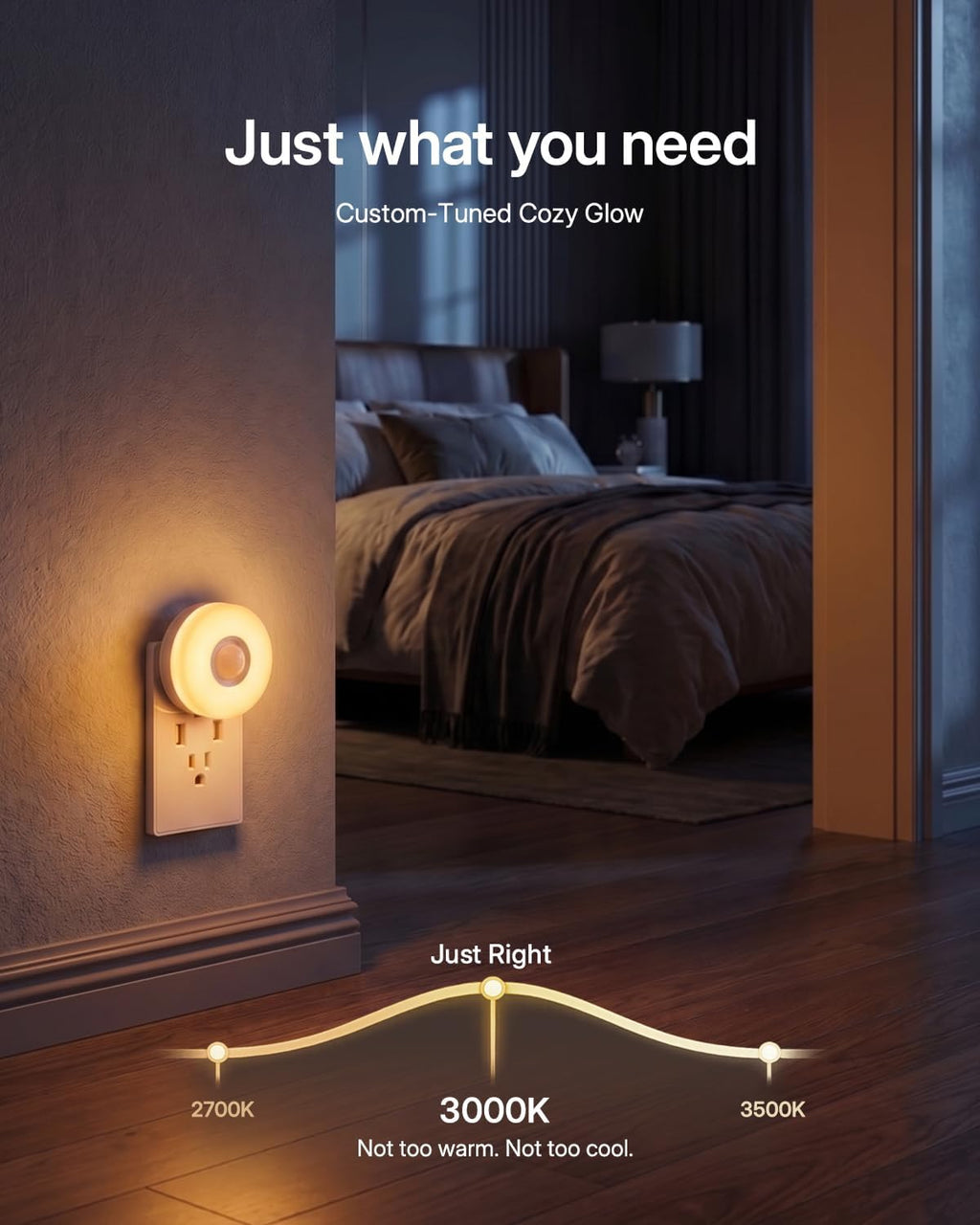 YELKO Motion Sensor Night Light - Plug in 3000K Warm White Anti-Glare LED Nightlight, Ultra Bright Cozy Soft Glow Not Dazzling for…