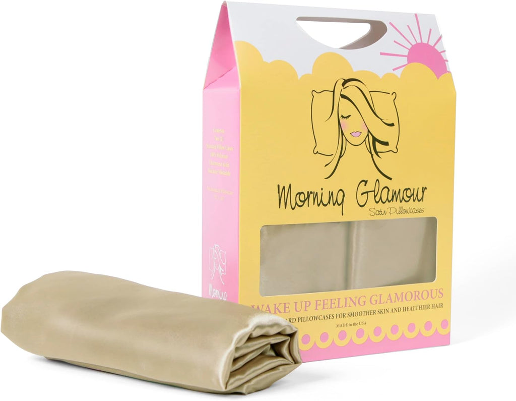 MorningGlamour Morning Glamour Satin Pillowcases for Hair & Skin, Similar to Silk, King Size Set of 2, Cooling Pillow Case with Envelope Cl…