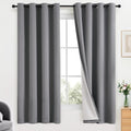 Yakamok Grey Room Darkening 100% Blackout Curtains Grommet Window Treatments with 2 Thick Layers-Gray Thermal Insulated Drapes Set of 2 Pan…