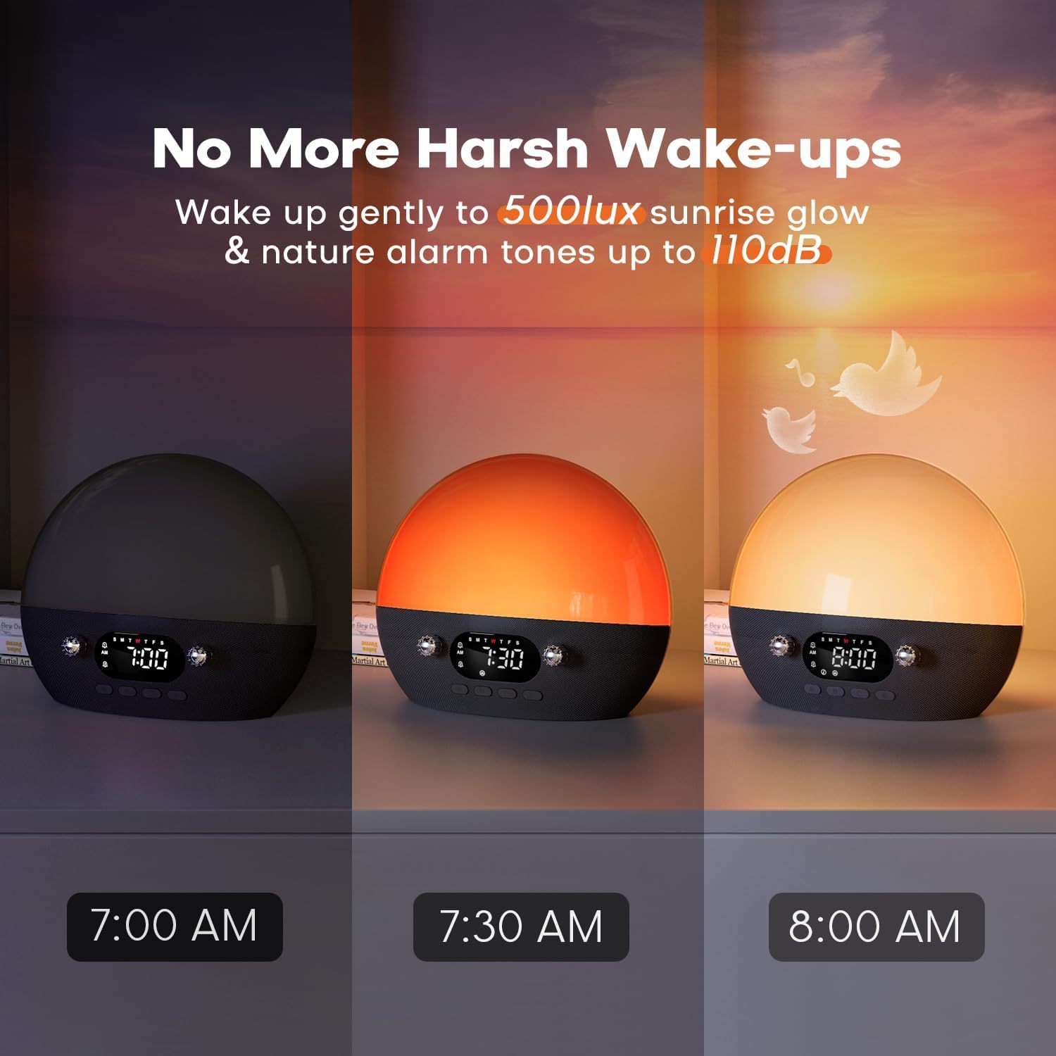 Dekala RestOnn Sunrise Alarm Clock Sunset Sound Machine 7-Day Programmable Loud Dual Alarm Clock, White Noise Natural Sounds for Sleeping…