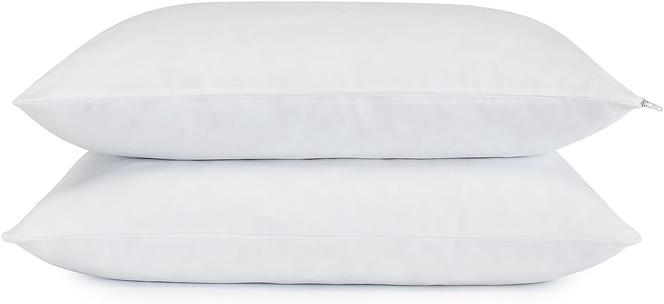 Serta Gel Memory Foam Pillows (Set of 2) Standard 20”x26” Cooling Technology Plus Bonus Pillow Protectors-(Set of 2)