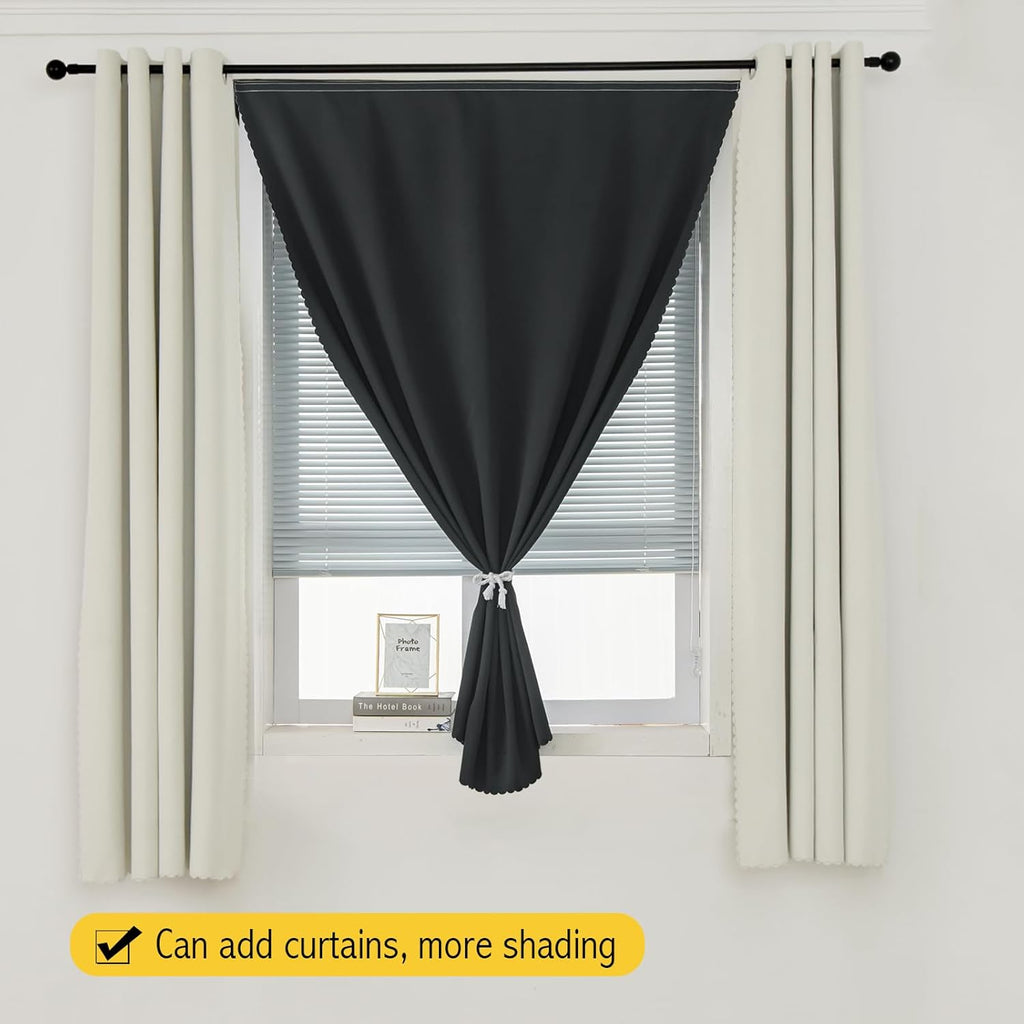Adhesive Blackout Curtains- Self Stick Curtain No Rod Needed Easy to Hang Curtain, Use for Bedroom, Living Room, Dining Room, Kitchen…