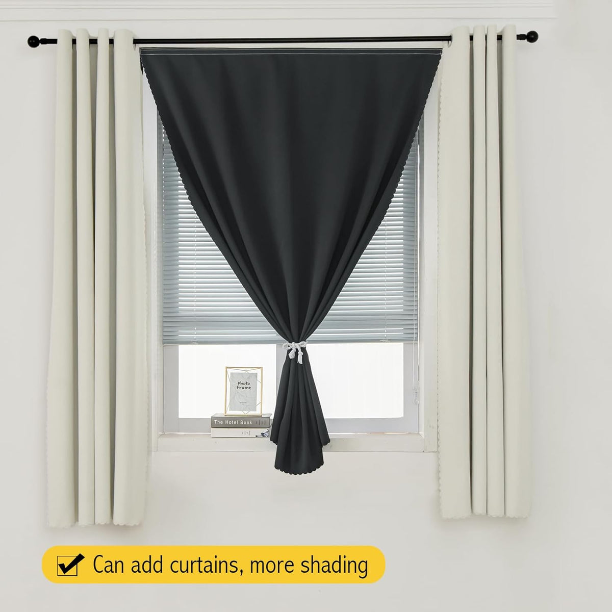 Adhesive Blackout Curtains- Self Stick Shades Window Blinds Curtains No Rod Needed Easy to Hang Curtains, Use for Bedroom, Living Room…