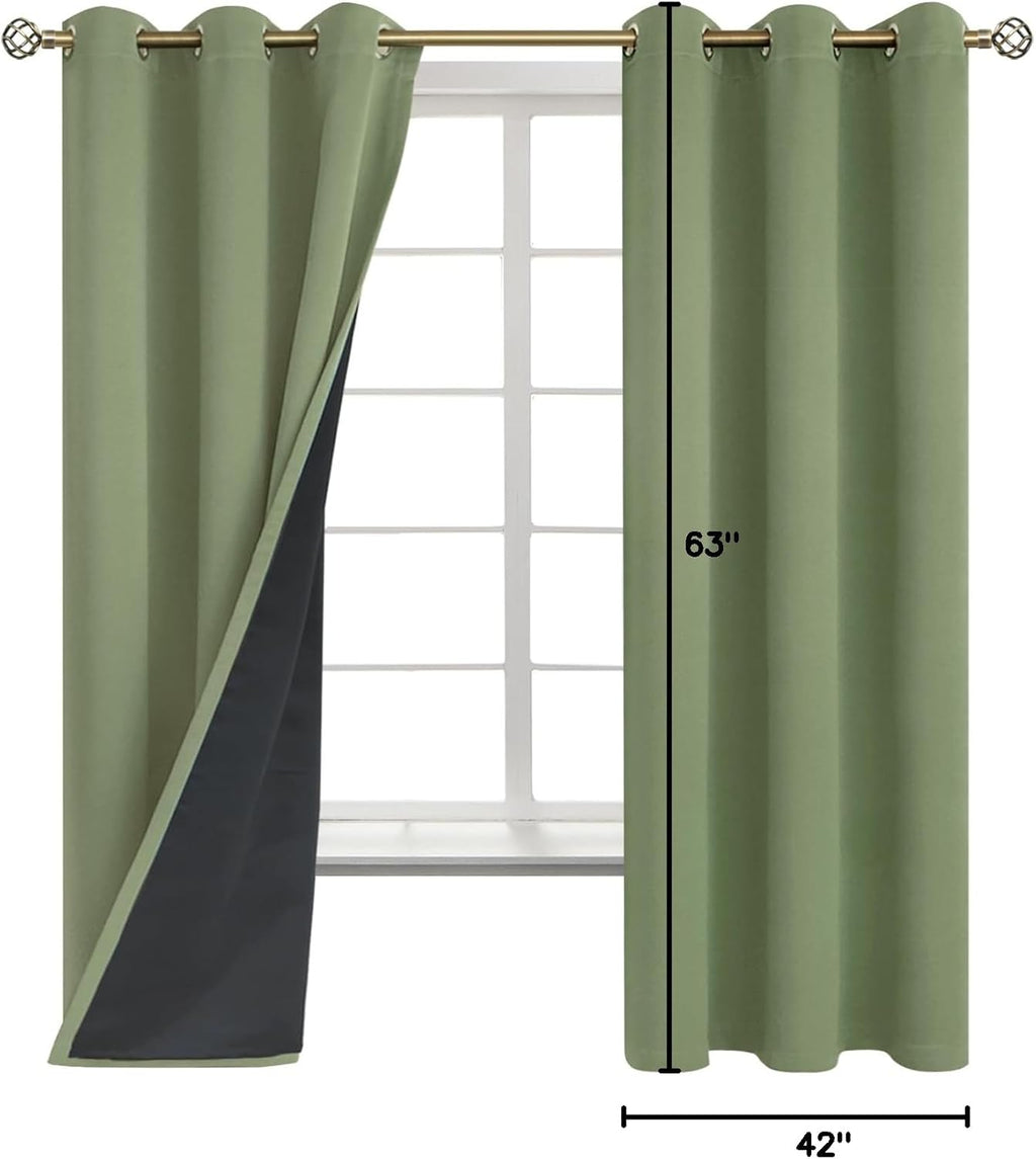 BGment Grass Green Blackout Curtains for Bedroom Spring Curtains for Living Room 63 Inch Length 2 Panels Set, Thermal Insulated Full Room D…