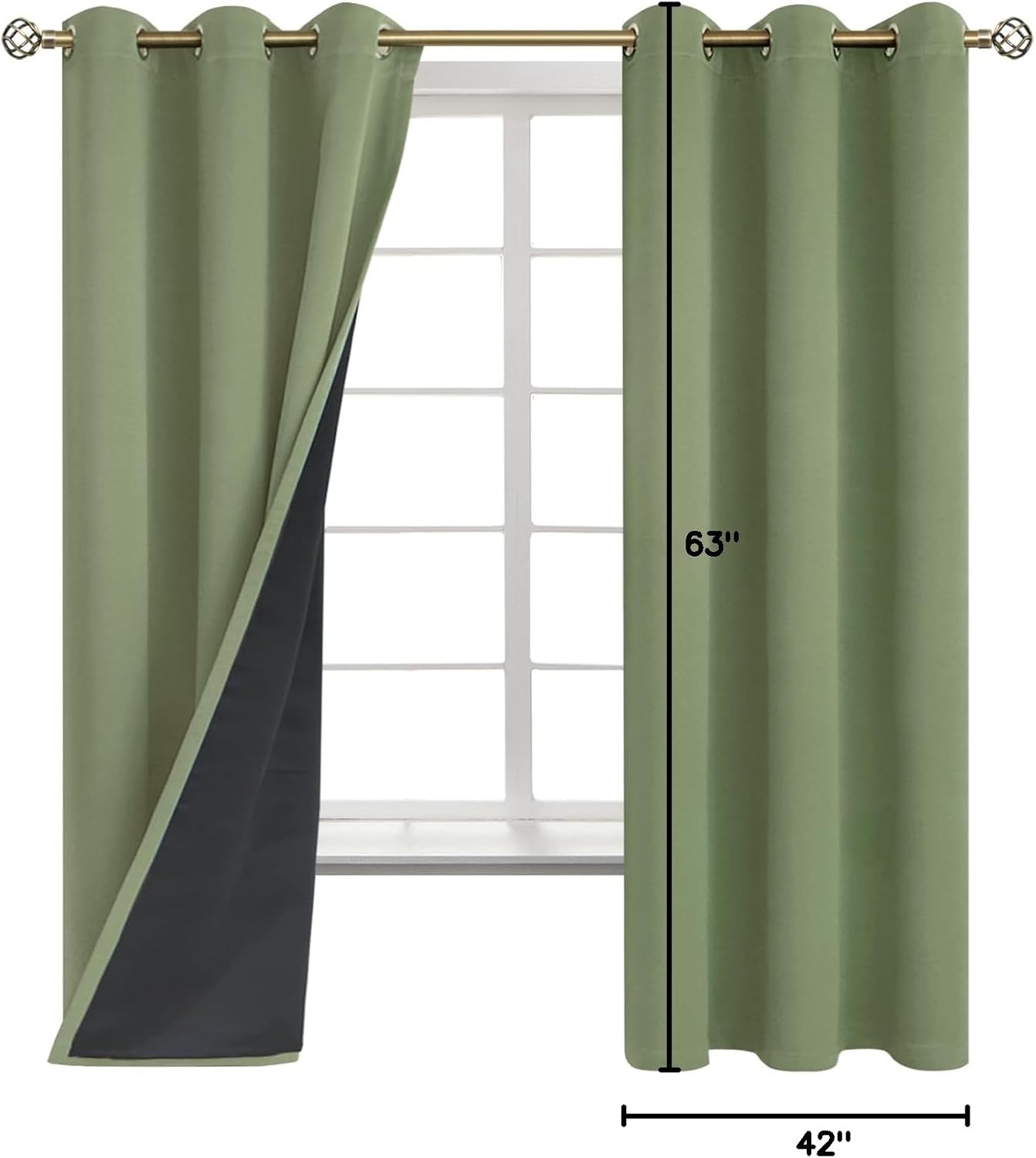 BGment Grass Green Blackout Curtains for Bedroom Spring Curtains for Living Room 63 Inch Length 2 Panels Set, Thermal Insulated Full Room D…