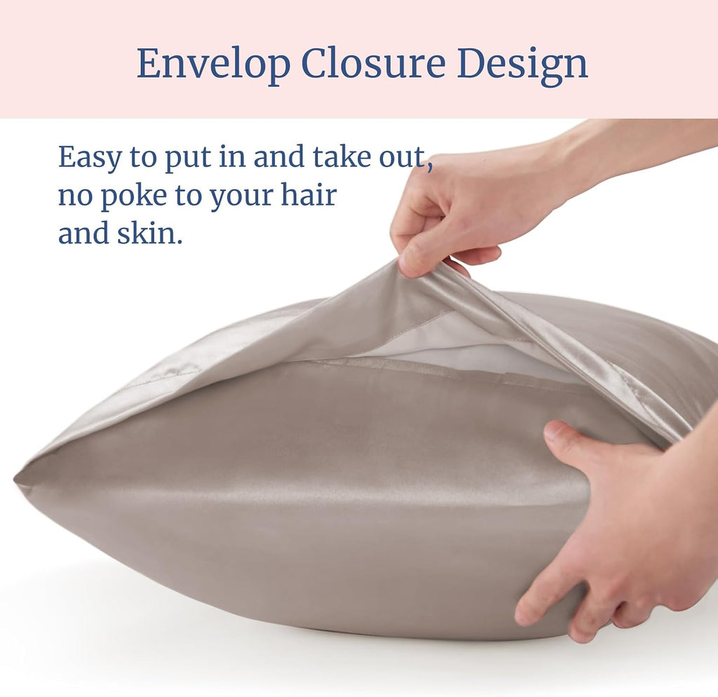Bedelite Satin Pillowcase for Hair and Skin, Super Soft and Cooling Similar to Silk Pillow Cases 2 Pack with Envelope Closure, Gift for Wom…