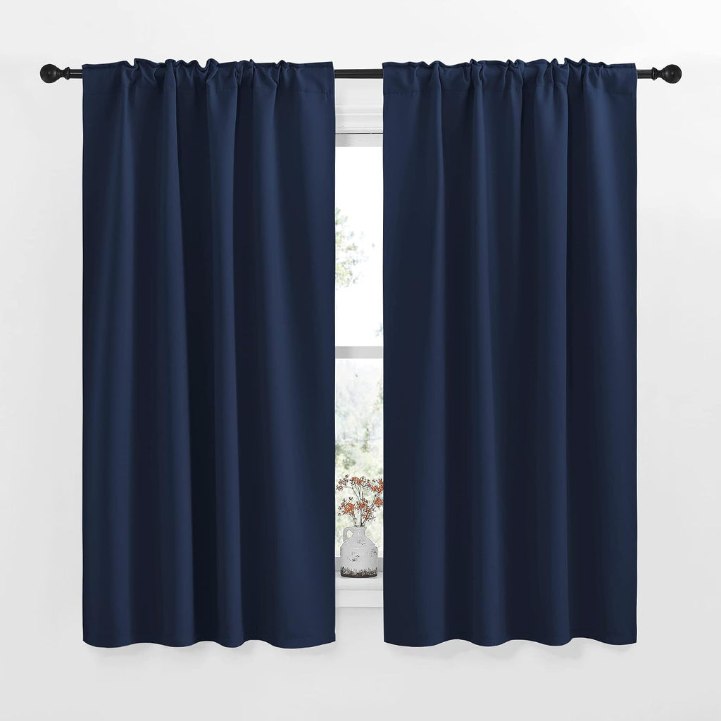 NICETOWN Blackout Curtain Panels for Living Room - (Navy Blue Color) 34x63 Inch, 2 Panels Set, Thermal Insulated Room Darkening Blackout…
