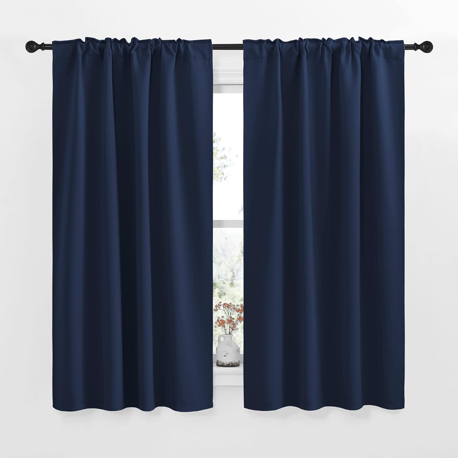 NICETOWN Blackout Curtain Panels for Living Room - (Navy Blue Color) 34x63 Inch, 2 Panels Set, Thermal Insulated Room Darkening Blackout…