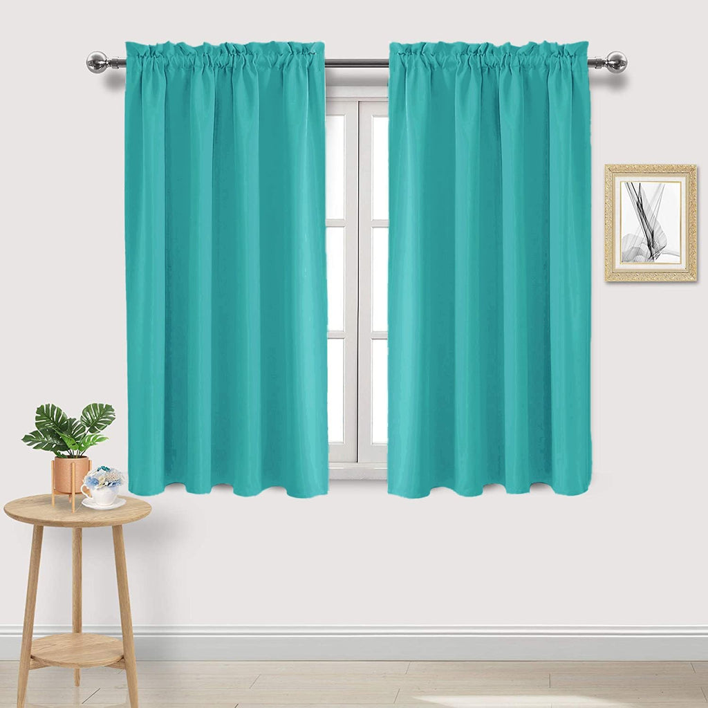 DWCN Blackout Curtains for Living Room Thermal Insulated, Energy Saving & Noise Reducing Bedroom Curtains, Peacock Blue, W 52x L 45 Inch…