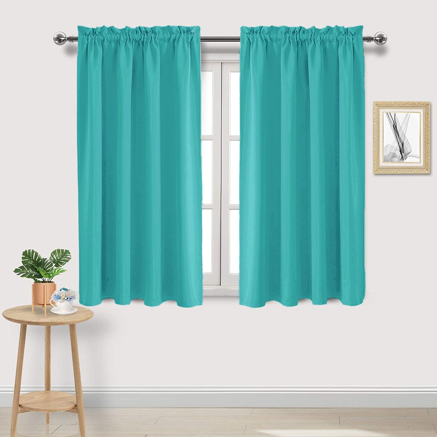 DWCN Blackout Curtains for Living Room Thermal Insulated, Energy Saving & Noise Reducing Bedroom Curtains, Peacock Blue, W 52x L 45 Inch…
