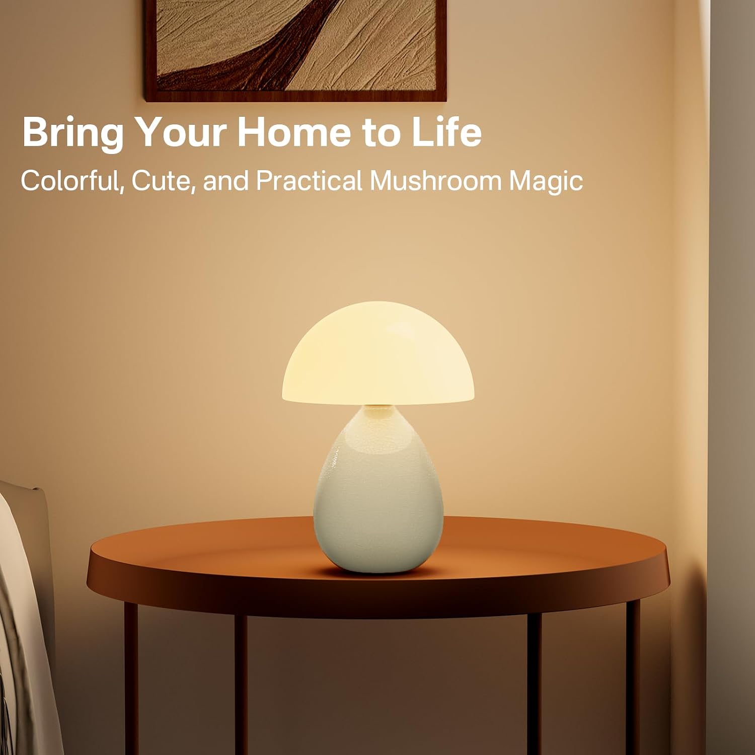 Dawnwake Mushroom Lamp Table Lamp for Bedroom, Ice Crackle Desk Lamp Bedside Small Lamps for Living Room Night Stands, Table Lamps Cute…