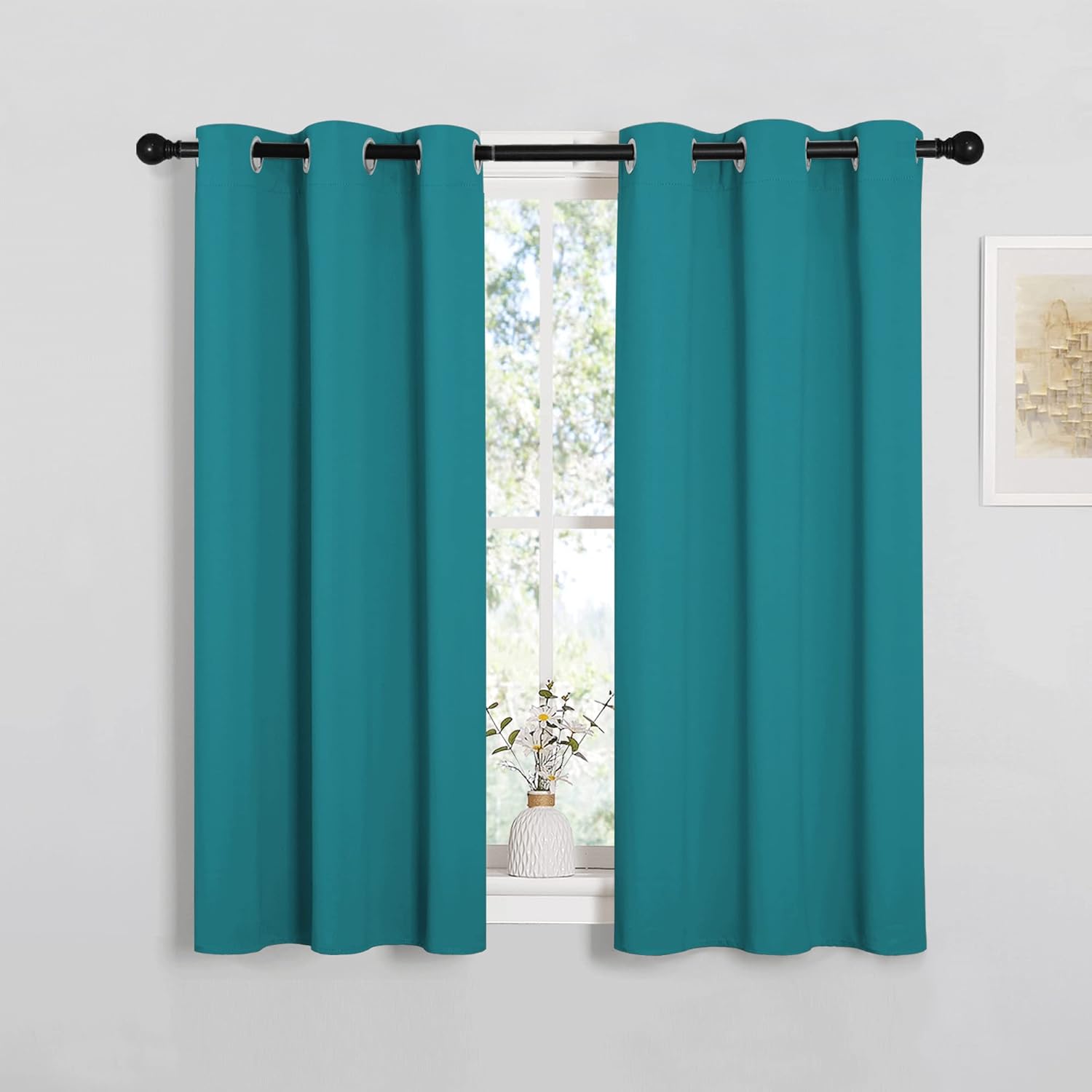 NICETOWN Room Darkening Curtains 45 inch Length 2 Panels, Thermal Insulated Grommet Blackout Curtains for Modern Casual Elegant Bedroom…