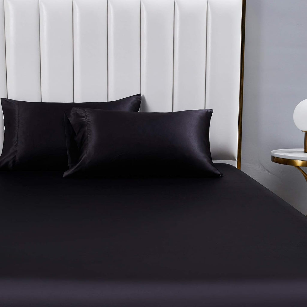 Lcbd Satin Pillowcase Queen Size for Hair and Skin, Black Silk Satin Pillowcases Set of 2, Satin Cooling Pillow Covers with Envelope Closur…
