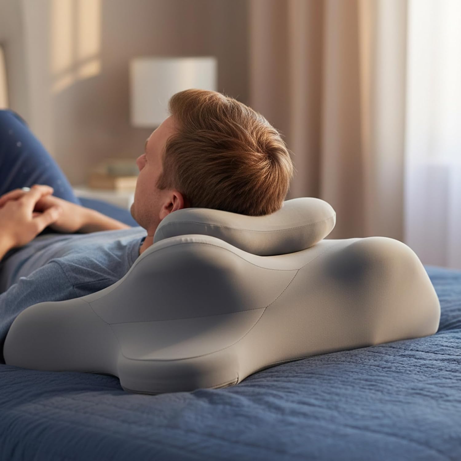 Reading Pillow for Watching tv and Reading in Bed, Ergonomic Wedge Pillow Prone Position with Support More Comfortable (Blue, One Size)
