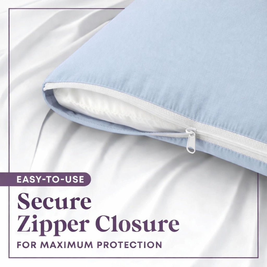 CirclesHome Wedge Pillow Cover 100% Cotton, Zippered Wedge Pillow Case Protector, Soft, Hypoallergenic & Breathable -Light Blue, (25Wx26Lx7…