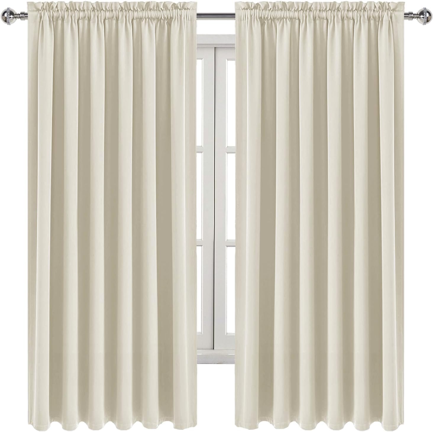 DWCN Blackout Curtains for Living Room Thermal Insulated, Energy Saving & Noise Reducing Bedroom Curtains, Light Beige, W 70x L 63 Inch…
