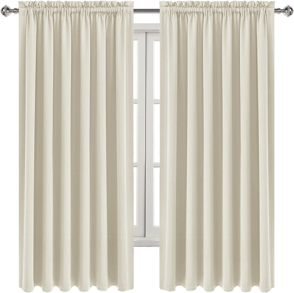 DWCN Blackout Curtains for Living Room Thermal Insulated, Energy Saving & Noise Reducing Bedroom Curtains, Light Beige, W 70x L 72 Inch…
