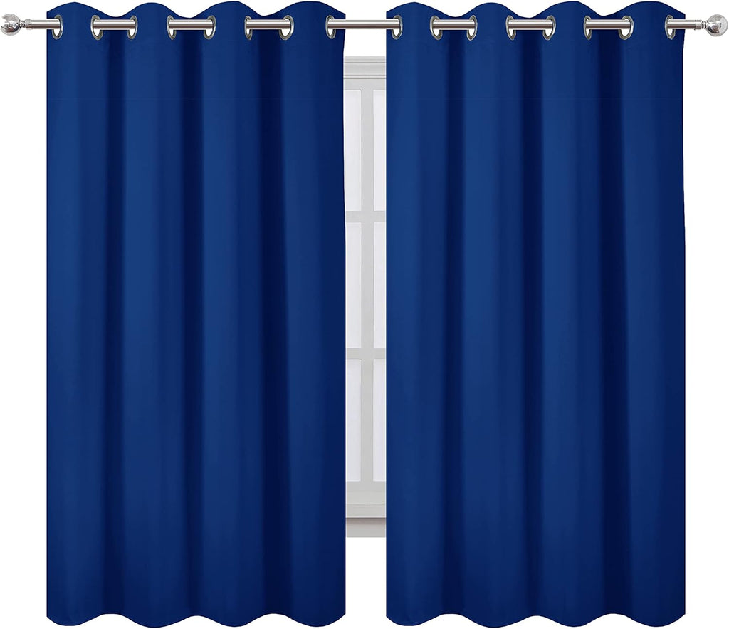 Lemomo Royal Blue Blackout Curtains 66 x 63 Inch Length/Set of 2 Curtain Panels/Thermal Insulated Room Darkening Blackout Curtains for Bedr…