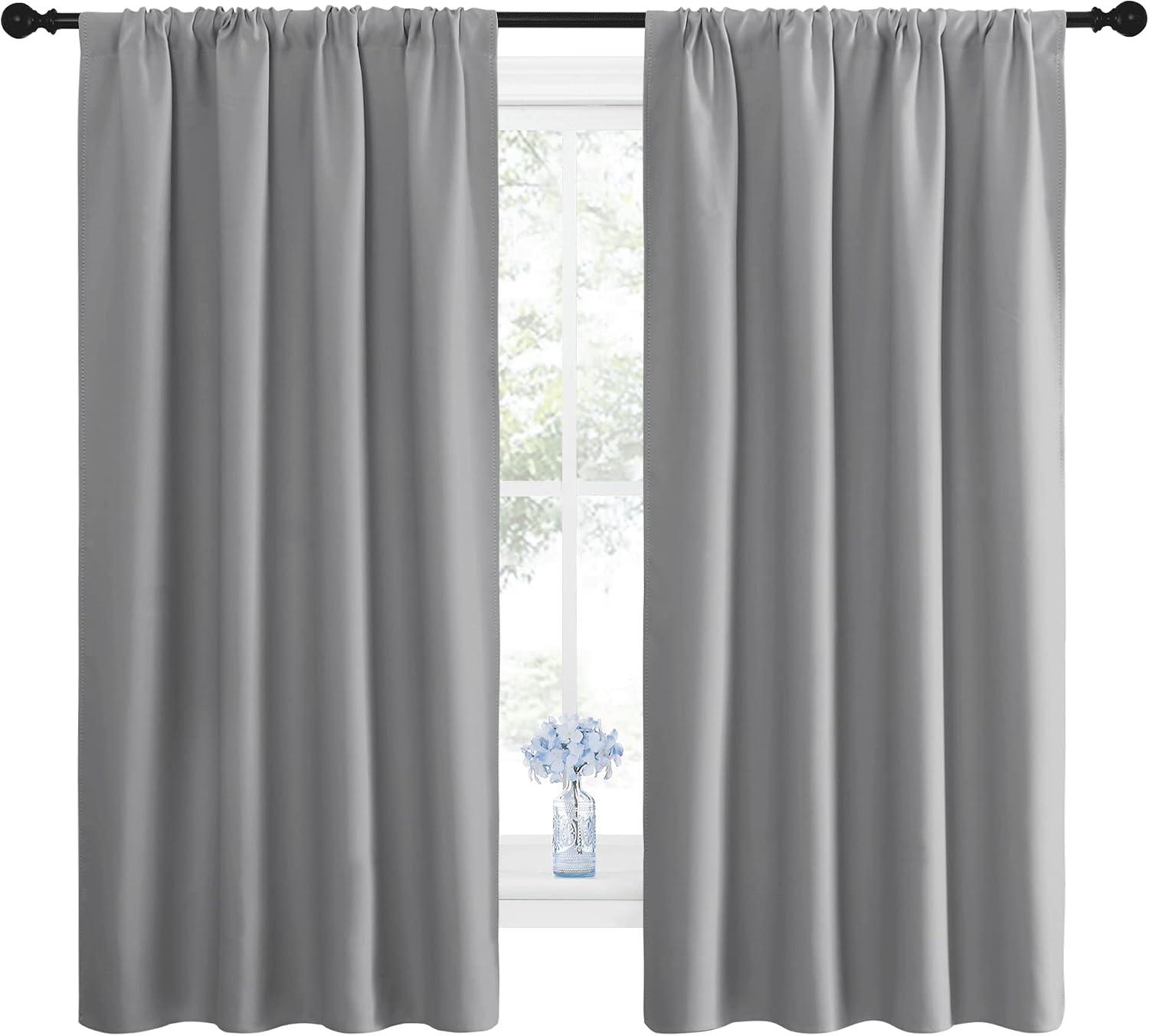 NICETOWN Blackout Curtains Panels for Window - Thermal Insulated Rod Pocket Blackout Drapes/Draperies for Living Room (2 Panels, W42 x…