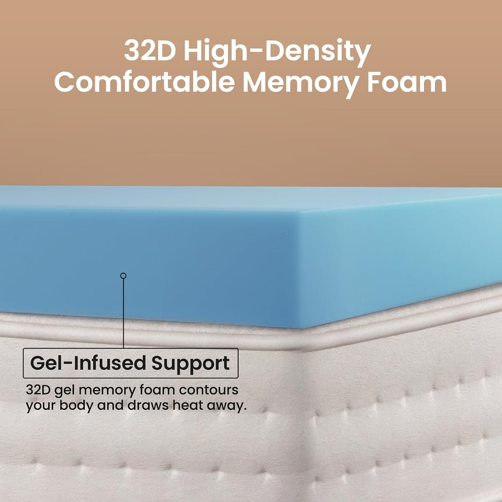 OhGeni 3 Inch Cooling Queen Size Gel Memory Foam Mattress Topper Pad, Soft Bed Cover with Anti-Slip Base &Zipper, Fits 6"-19" Mattresses with…