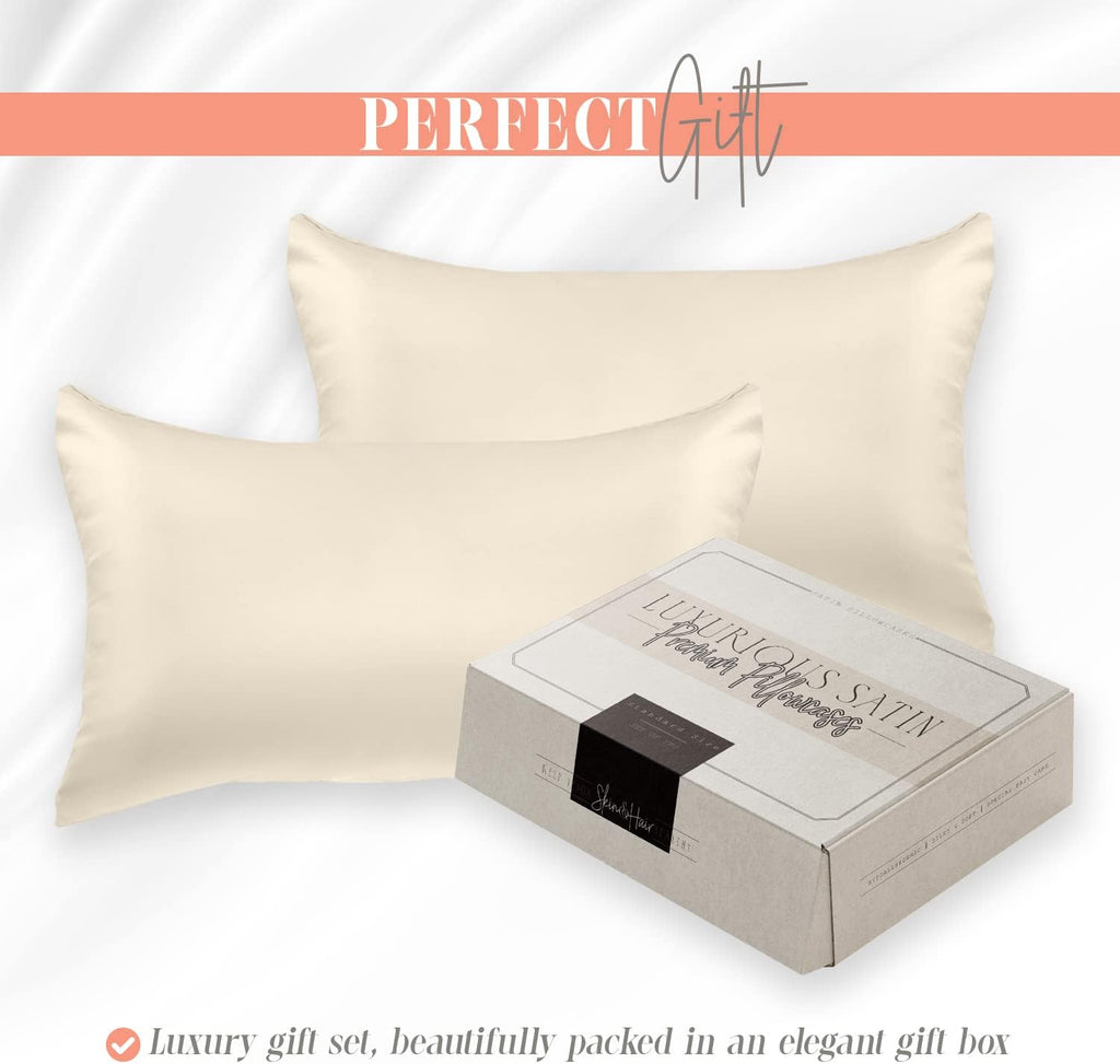 Elegantcomfort Elegant Comfort Silky and Luxurious 2-Piece Satin Pillowcase Set for Healthier Skin and Hair, Hidden Zipper Closure and Beau…