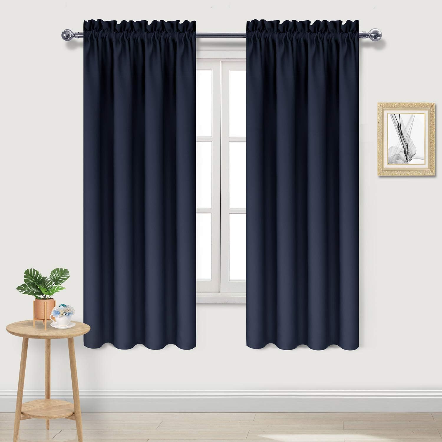 Dwcn Navy Room Darkening Blackout Curtains - Thermal Insulated Privacy Energy Saving Window Curtain Drapes 38 x 63 inch Length, Set of 2 Be…