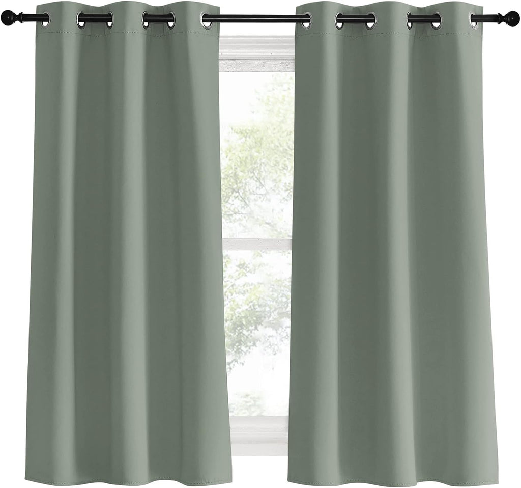 NICETOWN Bedroom Curtain Panels Blackout Draperies, 1 Pair, 34 by 60 inches, Greyish Green, Thermal Insulated Solid Grommet Blackout…