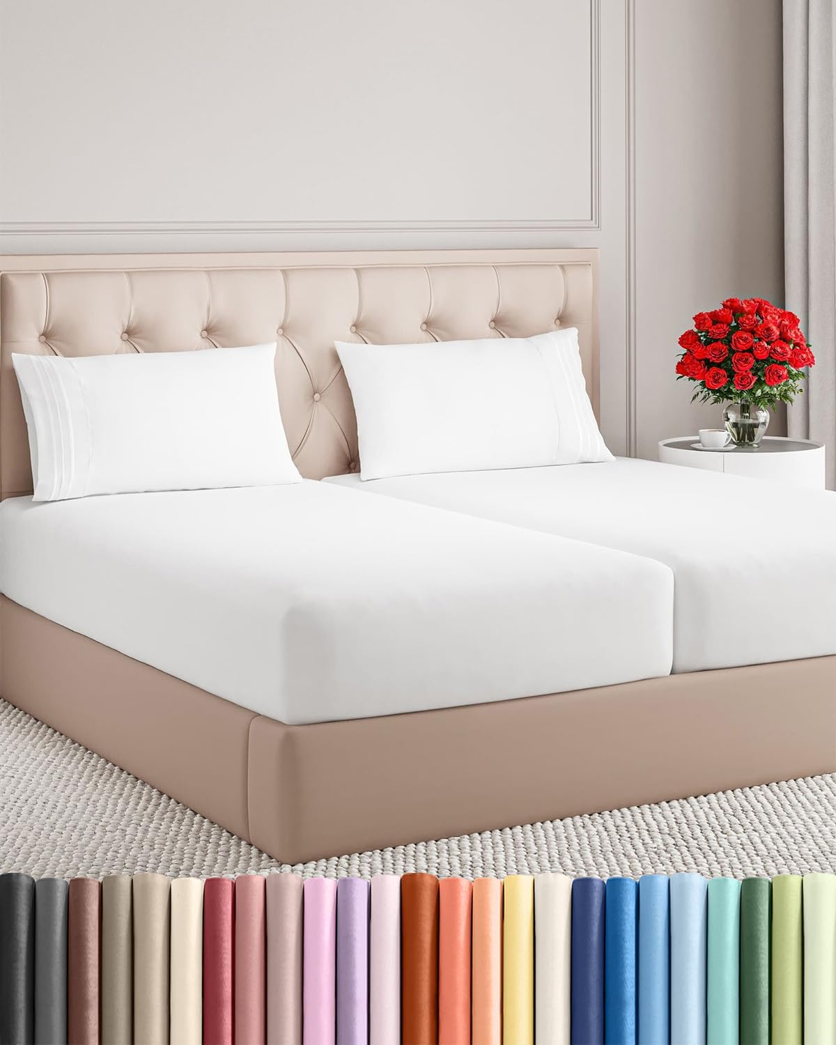 Split King Size 5 Piece Sheet Set - Comfy Breathable & Cooling Sheets - Hotel Luxury Bed Sheets for Women & Men - Deep Pockets, Easy-Fit…