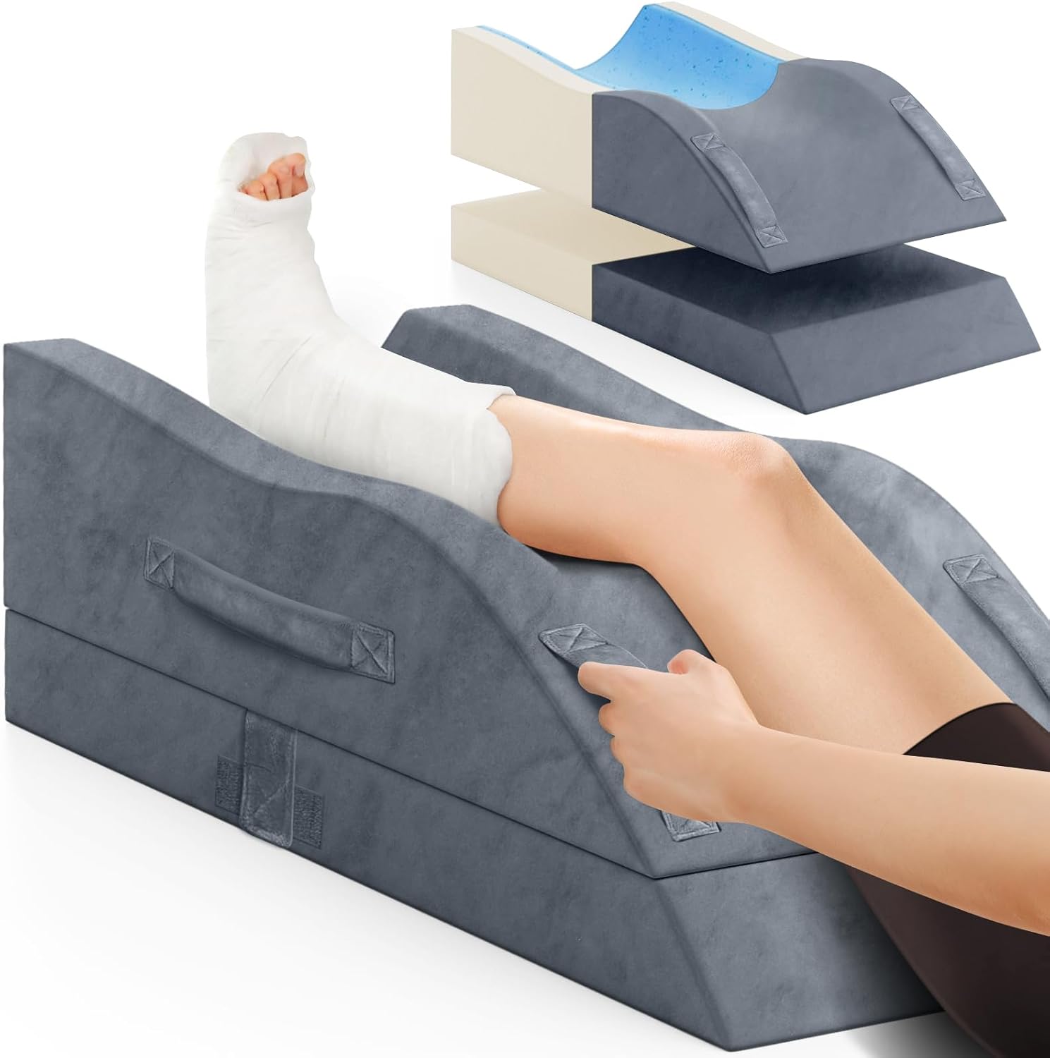 TranquilRelax TranquilRelax Leg Elevation Pillows, Wedge Pillow for After Surgery, Memory Foam Leg Support Adjustable, Comfort…