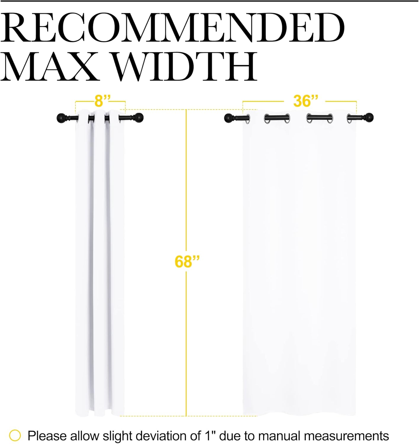 NICETOWN White Samll Window Blackout Curtain Panels, 50% Light Blocking Curtains for Bedroom & Dining Room Window (Set of 2, 42 inches x…