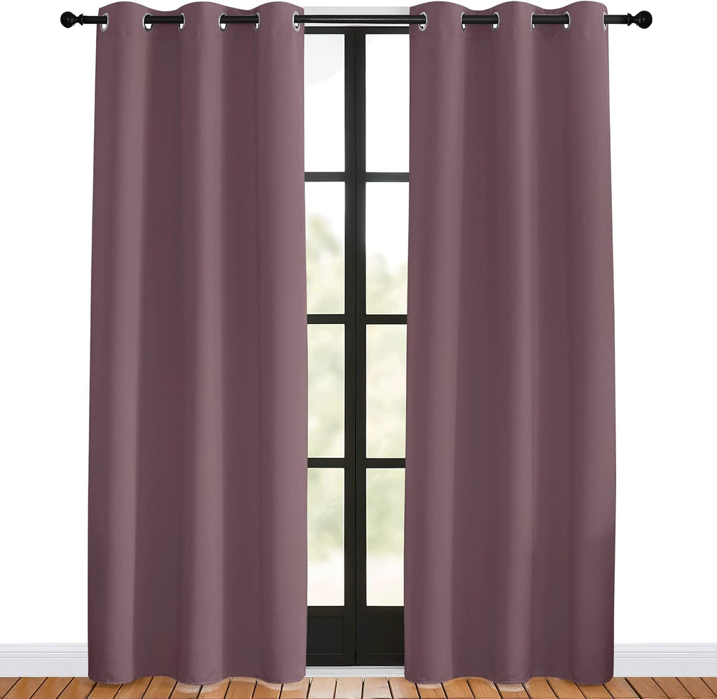 NICETOWN Blackout Curtains for Bedroom, Dry Rose, 42 W by 80 L, Set of 2, Thermal Insulated Curtains & Drapes with Grommet Top for Living…