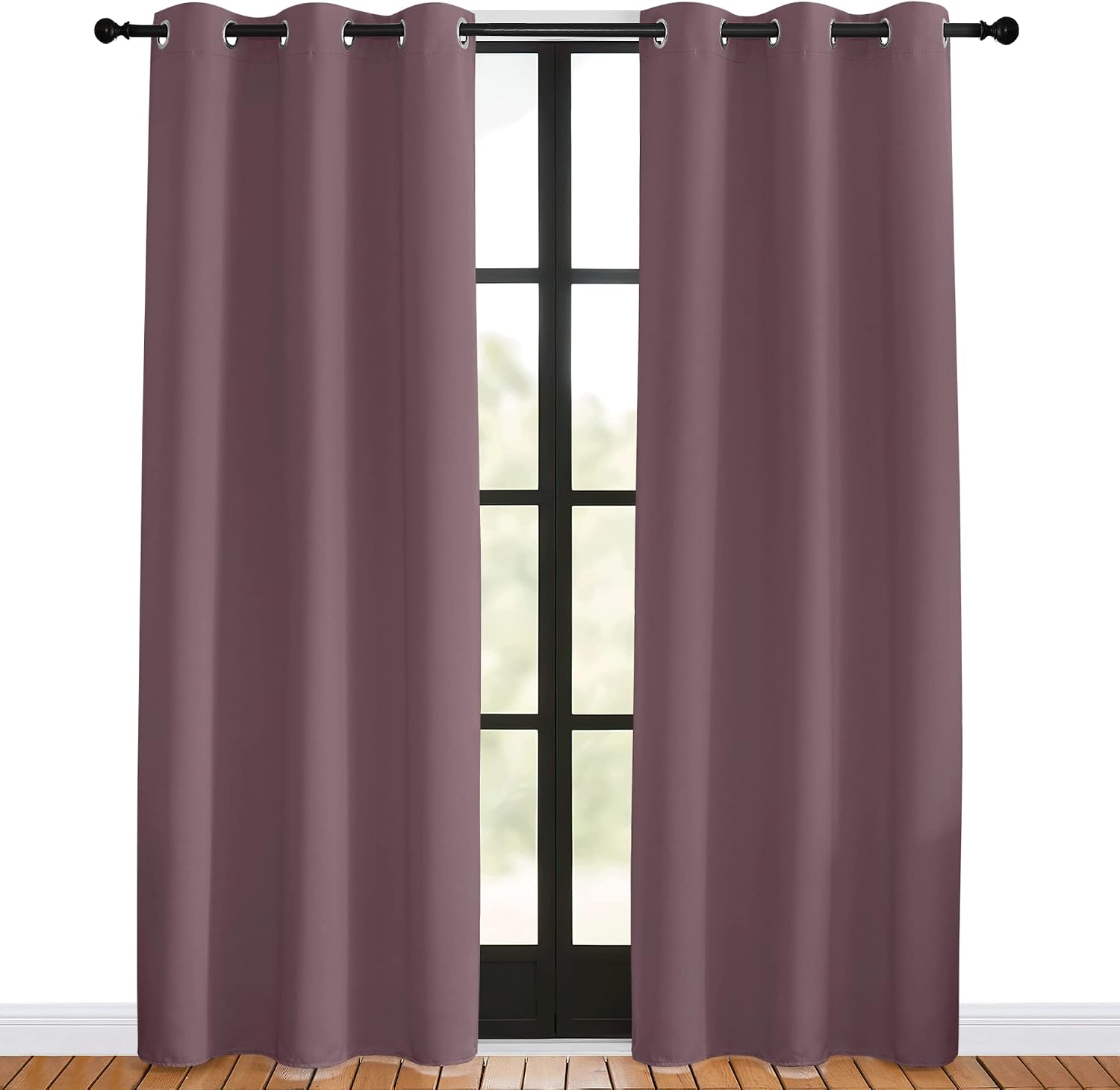 NICETOWN Blackout Curtains for Bedroom, Dry Rose, 42 W by 80 L, Set of 2, Thermal Insulated Curtains & Drapes with Grommet Top for Living…
