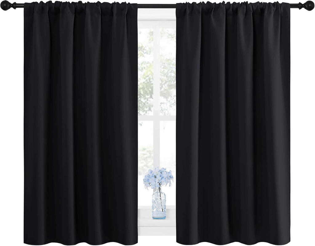 NICETOWN Black Out Short Curtain Panels for Kitchen - Energy Smart Decoration Thermal Insulating Blackout Drapes/Draperies for Bathroom…