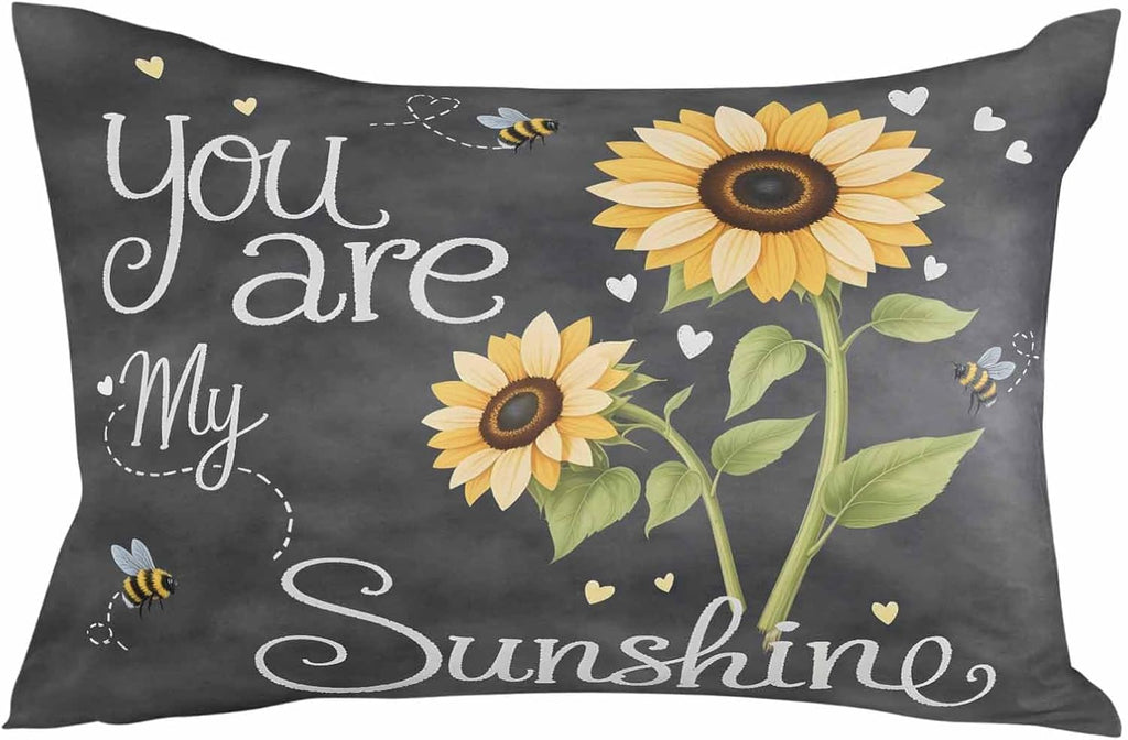 Rgaienmelw You Are My Sunshine Large Throw Pillow Covers 24x36 Inches, Rectangle Decorative Pillowcase with Zipper, Yellow Sunflowers…