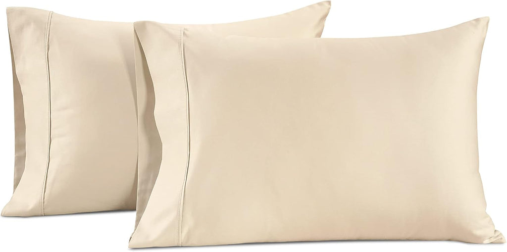 LaneLinen LANE LINEN Pillow Case Covers King Set of 2 100% Egyptian Cotton Sateen Soft Cool & Smooth Cases - Ivory Cotton