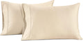 LaneLinen LANE LINEN Pillow Case Covers King Set of 2 100% Egyptian Cotton Sateen Soft Cool & Smooth Cases - Ivory Cotton