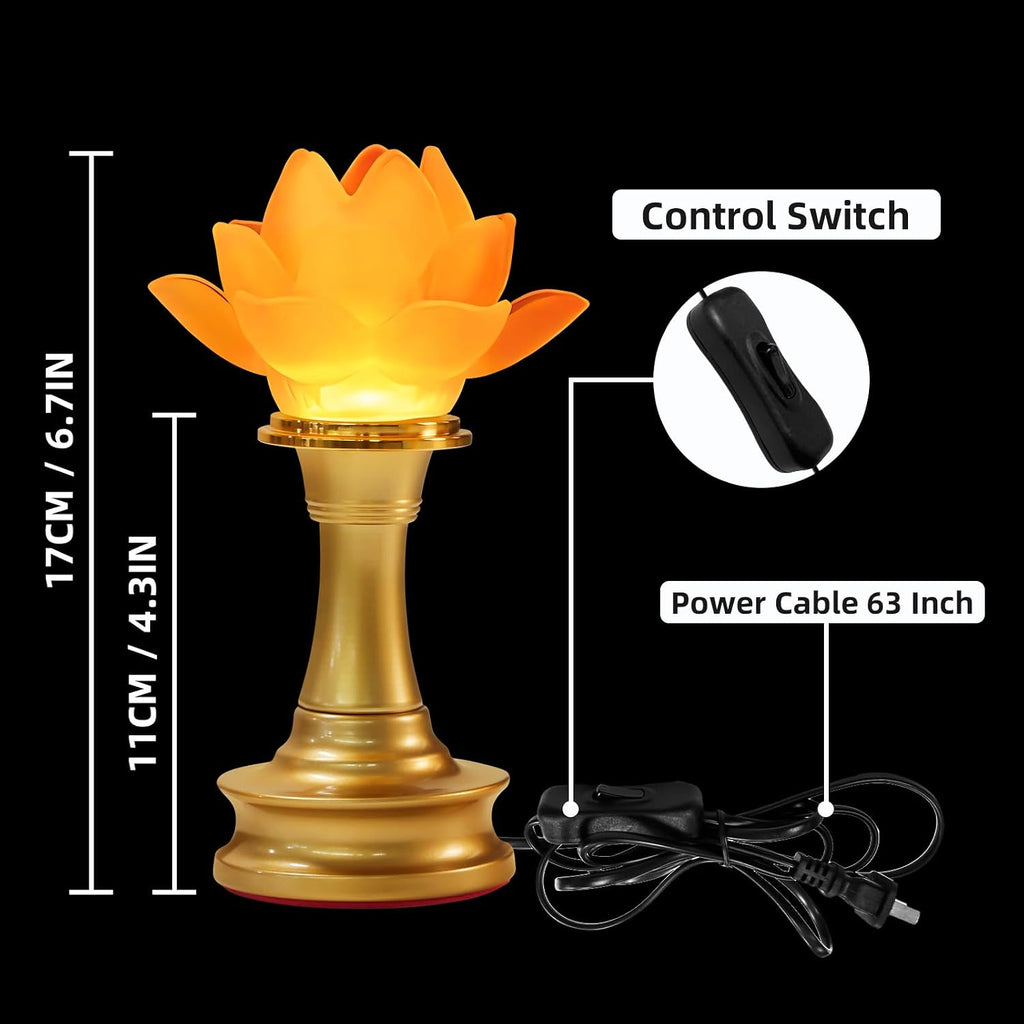 6.5inch 1 Pair-7 Color LED Lotus Flower Lamp - Lotus Buddhist Lamp Lights, Buddha Lamp Light with Adjustable Switch for Buddhist…
