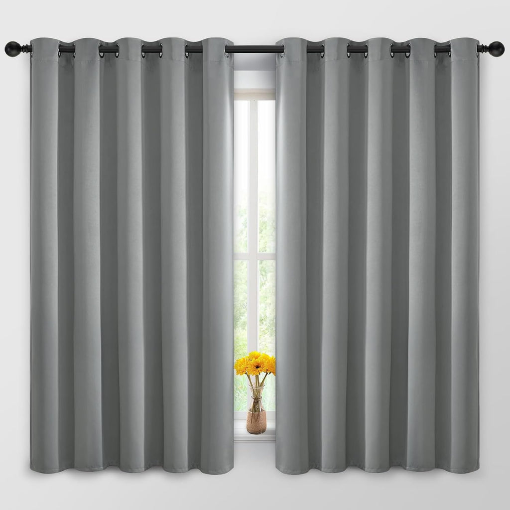 Yakamok Dove Grey Room Darking 63 Inch Length 2 Panel Sets for Livingroom Dining Room Darkening Thermal Insulated Bay Window Hotel Modern…