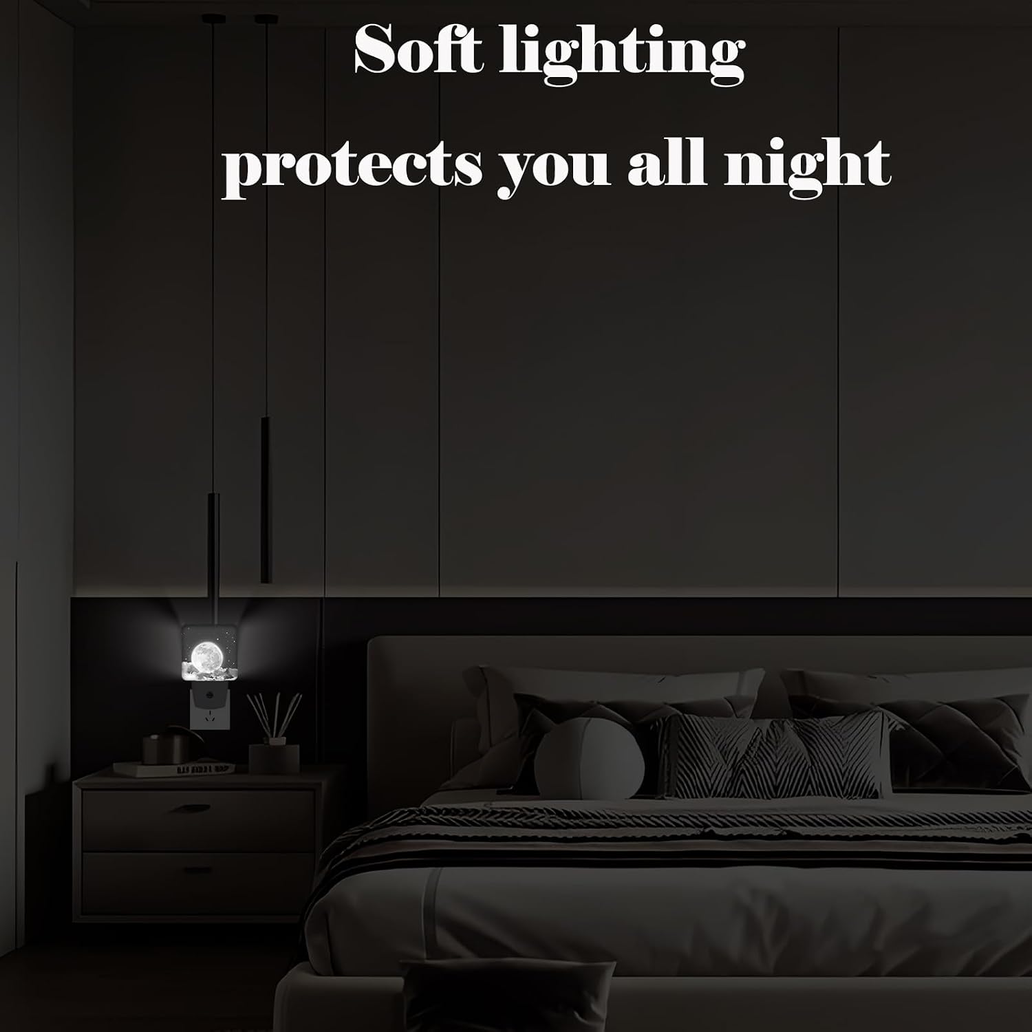 Moon in Cloud Night Light, Plug-in Nightlights Auto Sensor Night Lamp Dusk to Dawn Lamp Home Decor for Nursery Children Girls Boys