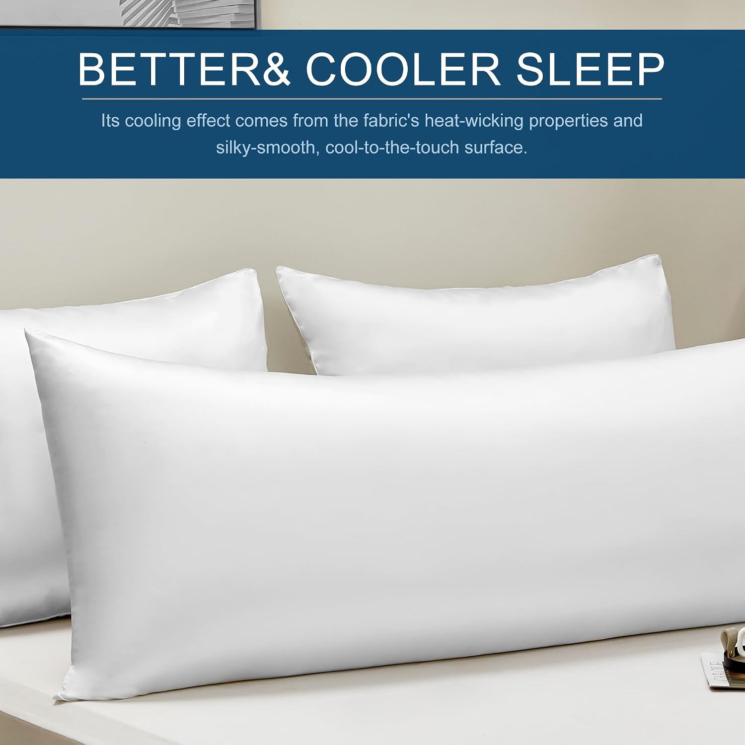 Awvco Body Pillow Cover - Cooling Silky Smooth Satin Pillowcase for Hot Sleepers, Skin & Hair Friendly- Breathable & Stretchy for Al…