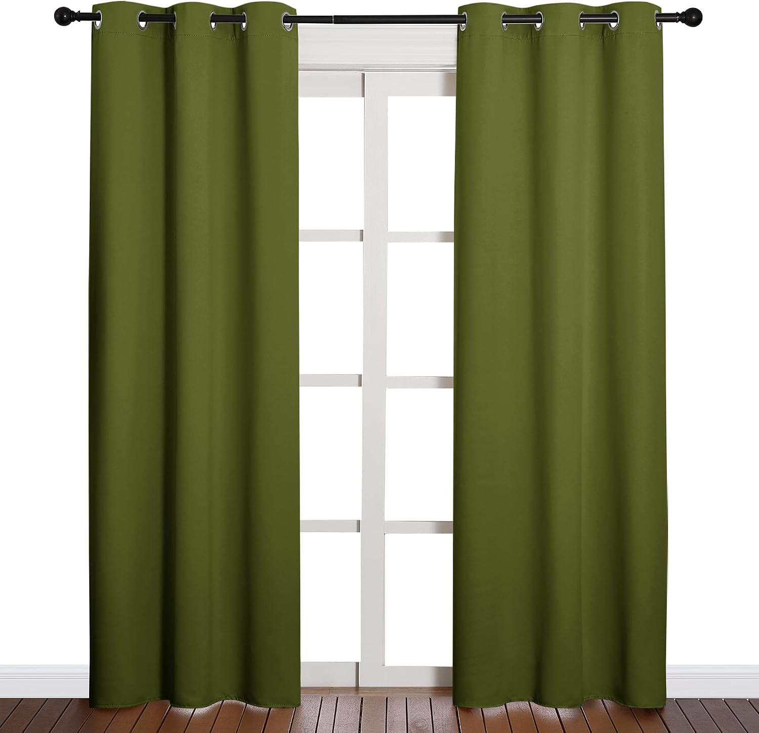 NICETOWN Holiday Christmas Decor Thermal Insulated Solid Grommet Blackout Curtains/Drape for Living Room (1 Pair, 42 by 84 inches, Olive…