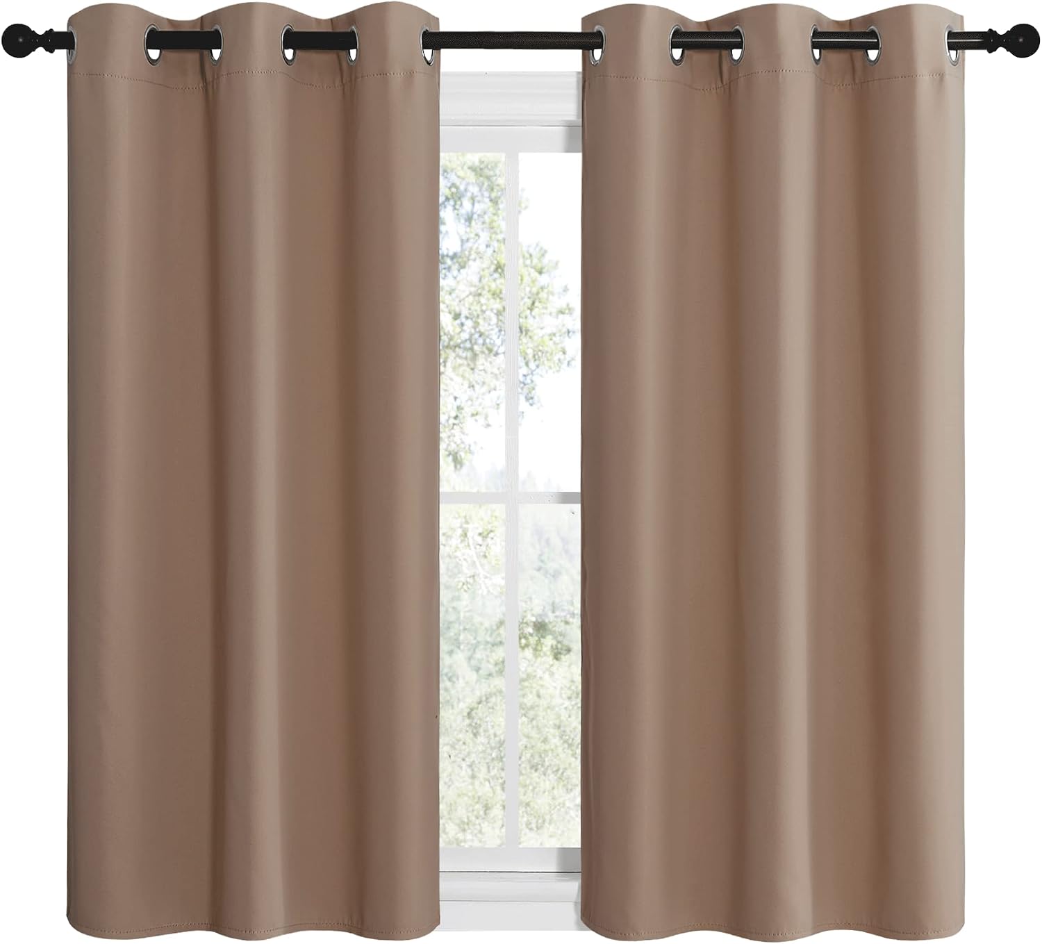 NICETOWN Small Window Kitchen Blackout Curtains, Thermal Insulated Solid Grommet Blackout Curtains/Drapes for Bedroom (Set of 2, 42 by 50…