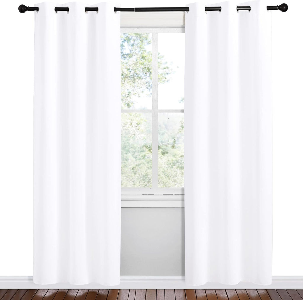 NICETOWN White Samll Window Blackout Curtain Panels, Set of 2, 42 inches x 78 inches, 50% Light Blocking Curtains for Bedroom & Dining…